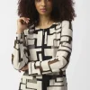 Joseph Ribkoff Mesh Leatherette Geo Jacket Moonstone/Black