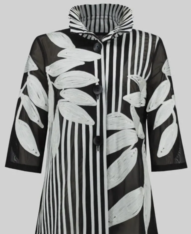 Joseph Ribkoff Mesh-Satin Jacket Black/Vanilla