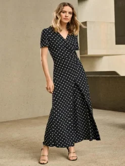 Joseph Ribkoff Polka Dot Print Jumpsuit Black/Vanilla