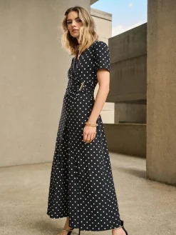 Joseph Ribkoff Polka Dot Print Jumpsuit Black/Vanilla