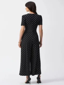 Joseph Ribkoff Polka Dot Print Jumpsuit Black/Vanilla