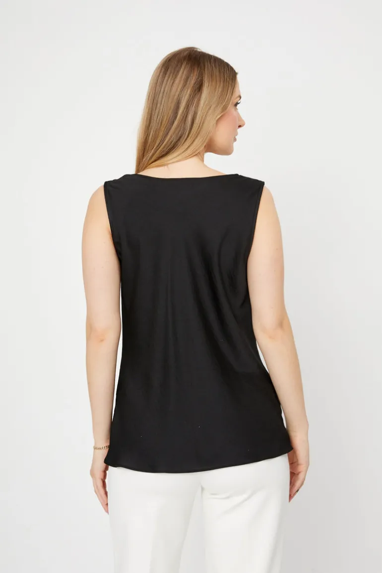 Joseph Ribkoff Satin Sleeveless Top Black