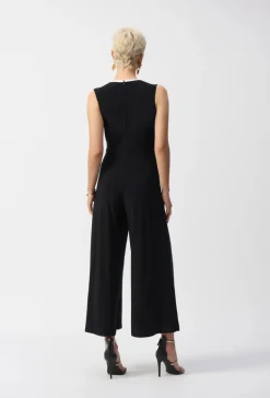 Joseph Ribkoff Sleeveless V-Neck Jumpsuit Midnight Blue/Vanilla