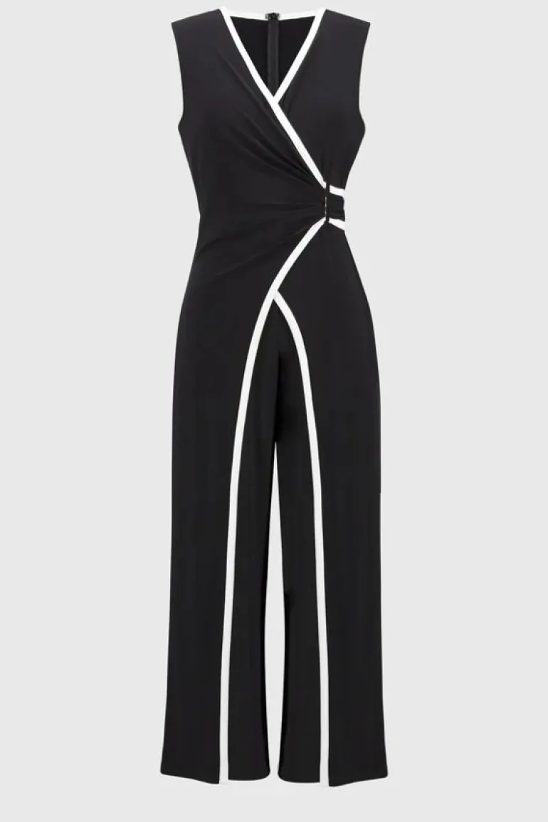Joseph Ribkoff Sleeveless V-Neck Jumpsuit Midnight Blue/Vanilla