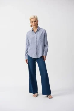 Joseph Ribkoff Striped Shirt Navy/White