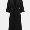 Joseph Ribkoff Suede Straight Long Coat Black