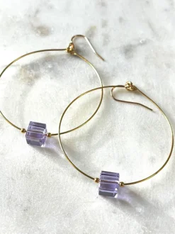 Kybalion Glass Cube Gold Hoops