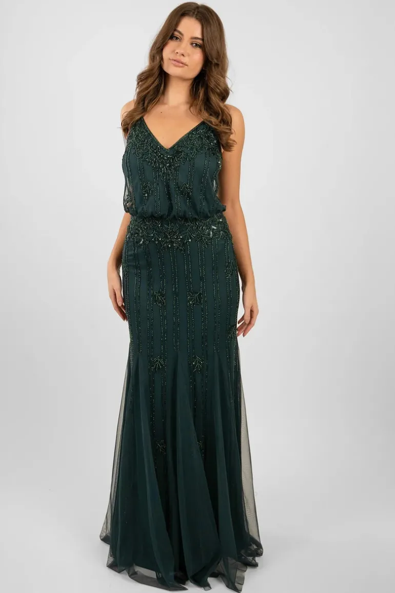 Lace & Beads Keeva Maxi Dress Emerald Green