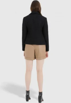 Marc Aurel Black Tweed Blazer With Brooches