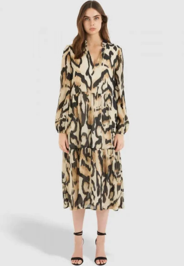 Marc Aurel Midi Leopard Print Dress