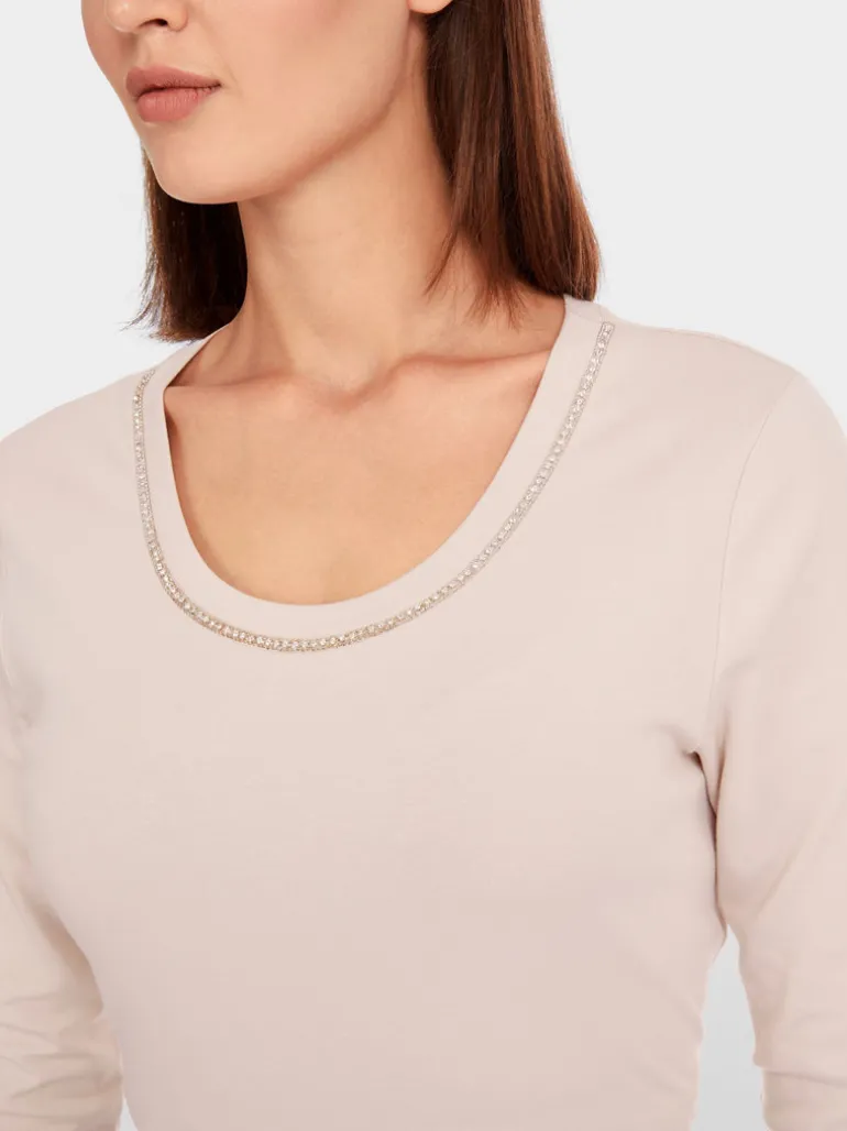 Marc Cain T-Shirt With Pearl Embellishment Deep Pearl