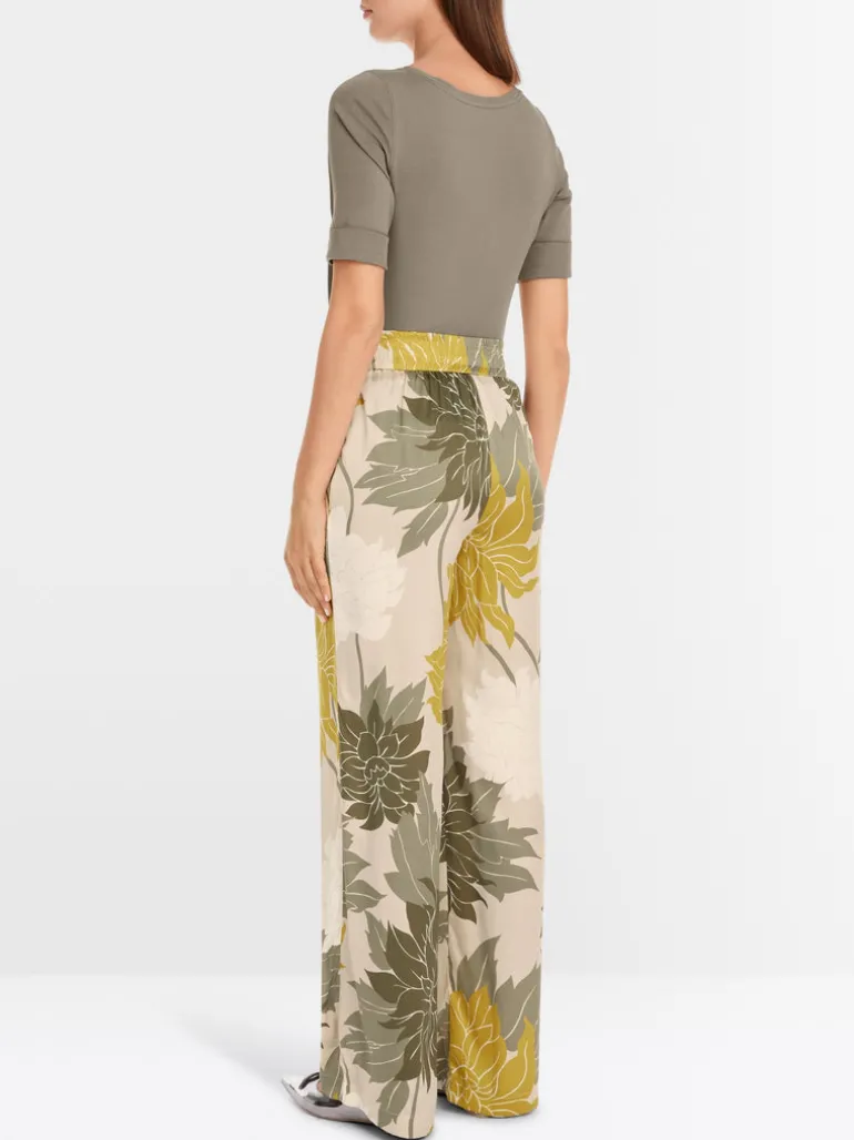 Marc Cain Wedi Silk Trousers With Floral Pattern