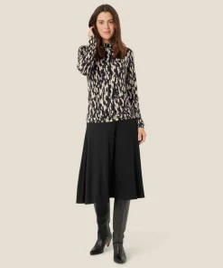 Masai Brooklyn High Neck Jersey Top Black Print