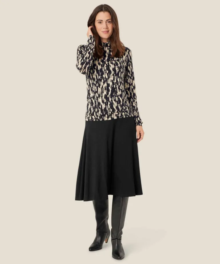 Masai Brooklyn High Neck Jersey Top Black Print