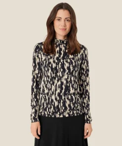 Masai Brooklyn High Neck Jersey Top Black Print