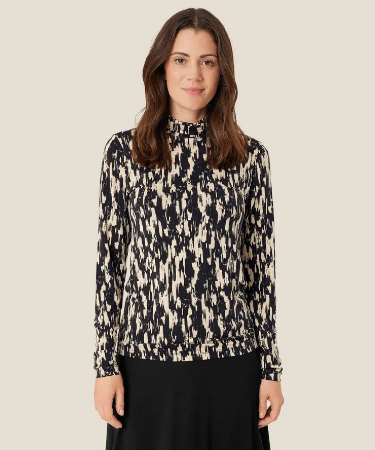 Masai Brooklyn High Neck Jersey Top Black Print