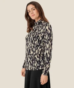 Masai Brooklyn High Neck Jersey Top Black Print