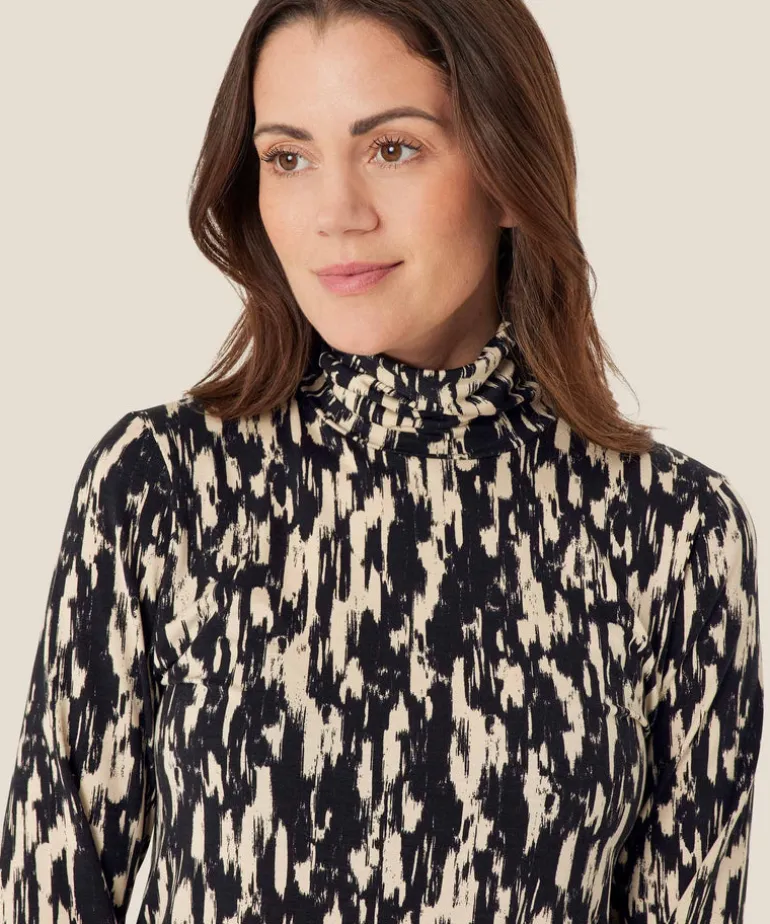 Masai Brooklyn High Neck Jersey Top Black Print