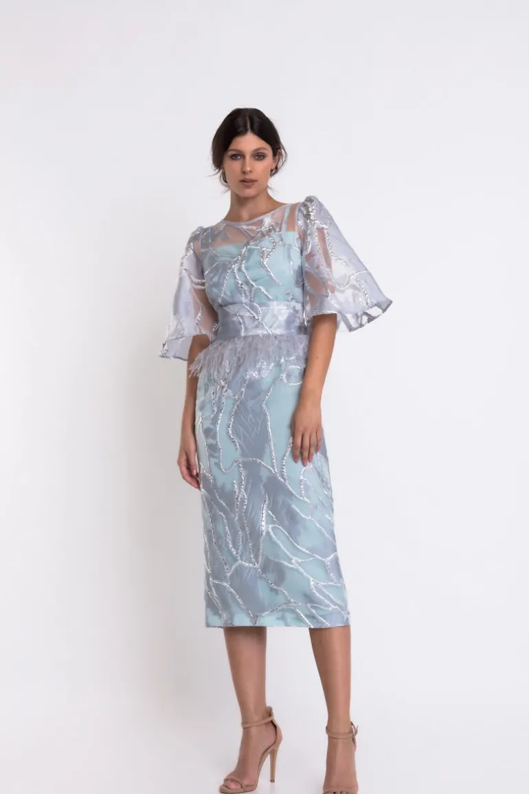 Matilde Cano Light Blue Embroidered Dress