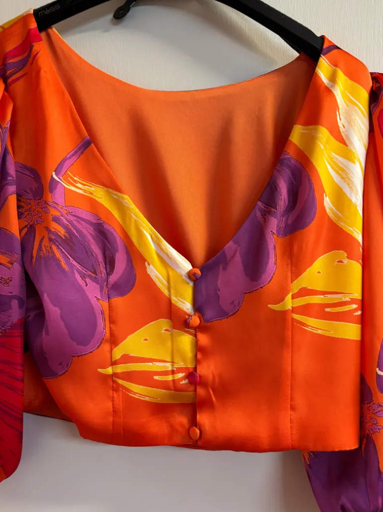 Matilde Cano 2-Piece Orange Flower Print