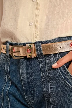 Molly Bracken Embroidered Belt Gold
