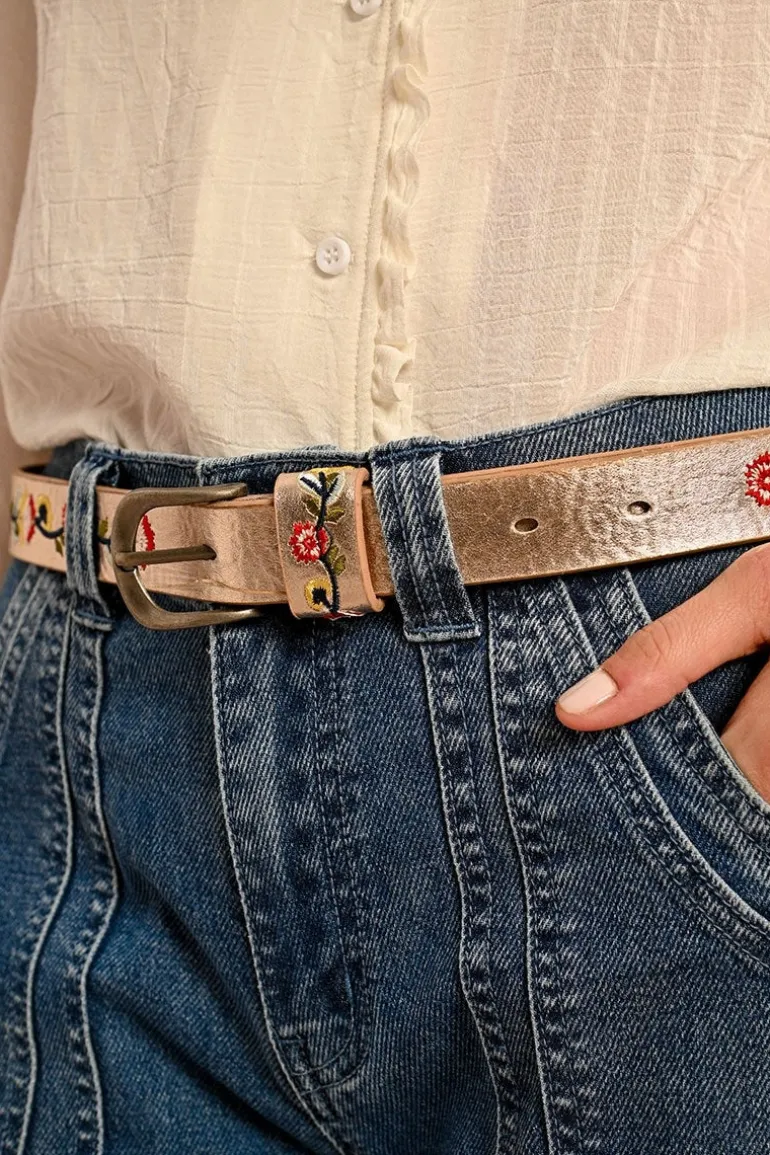 Molly Bracken Embroidered Belt Gold
