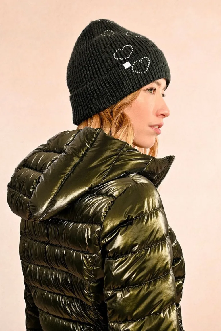 Molly Bracken Knit Hat With Hearts Black