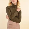Molly Bracken Knit Ribbed Sweater Khaki