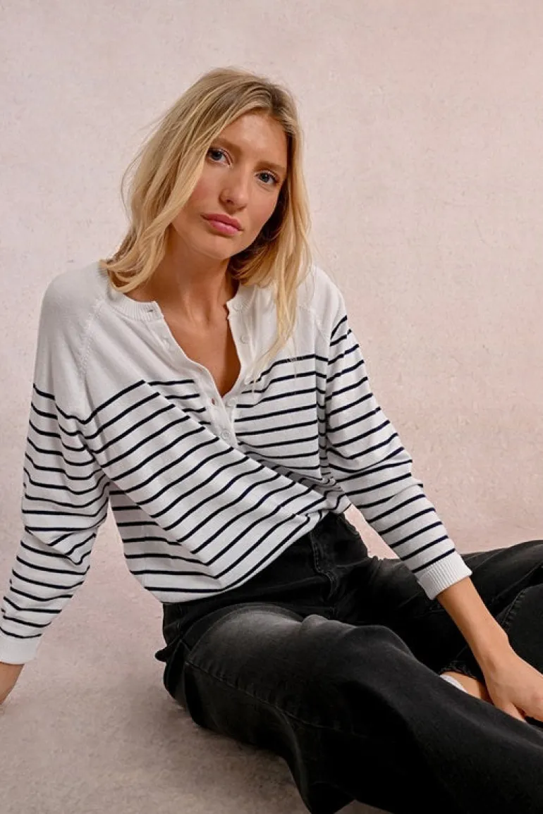 Molly Bracken Knit Striped Sweater White/Navy