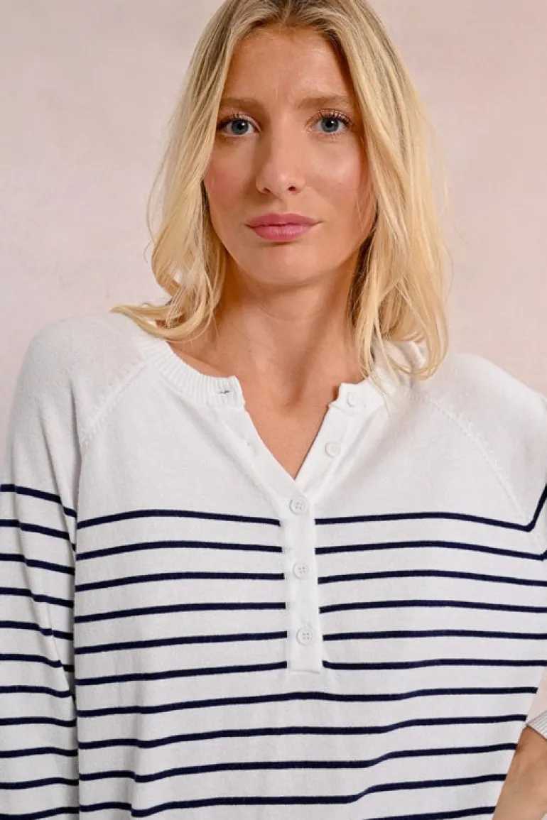 Molly Bracken Knit Striped Sweater White/Navy