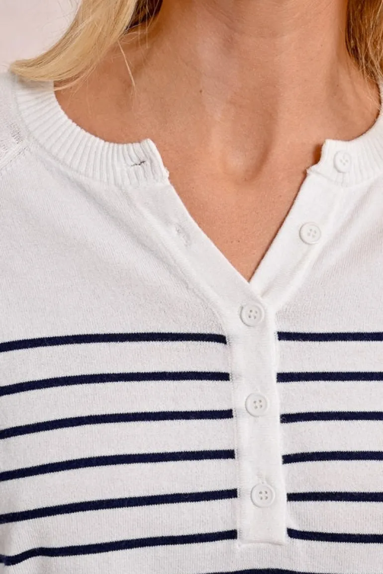 Molly Bracken Knit Striped Sweater White/Navy