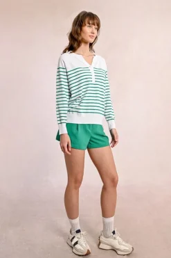 Molly Bracken Knit Striped Sweater White/Green