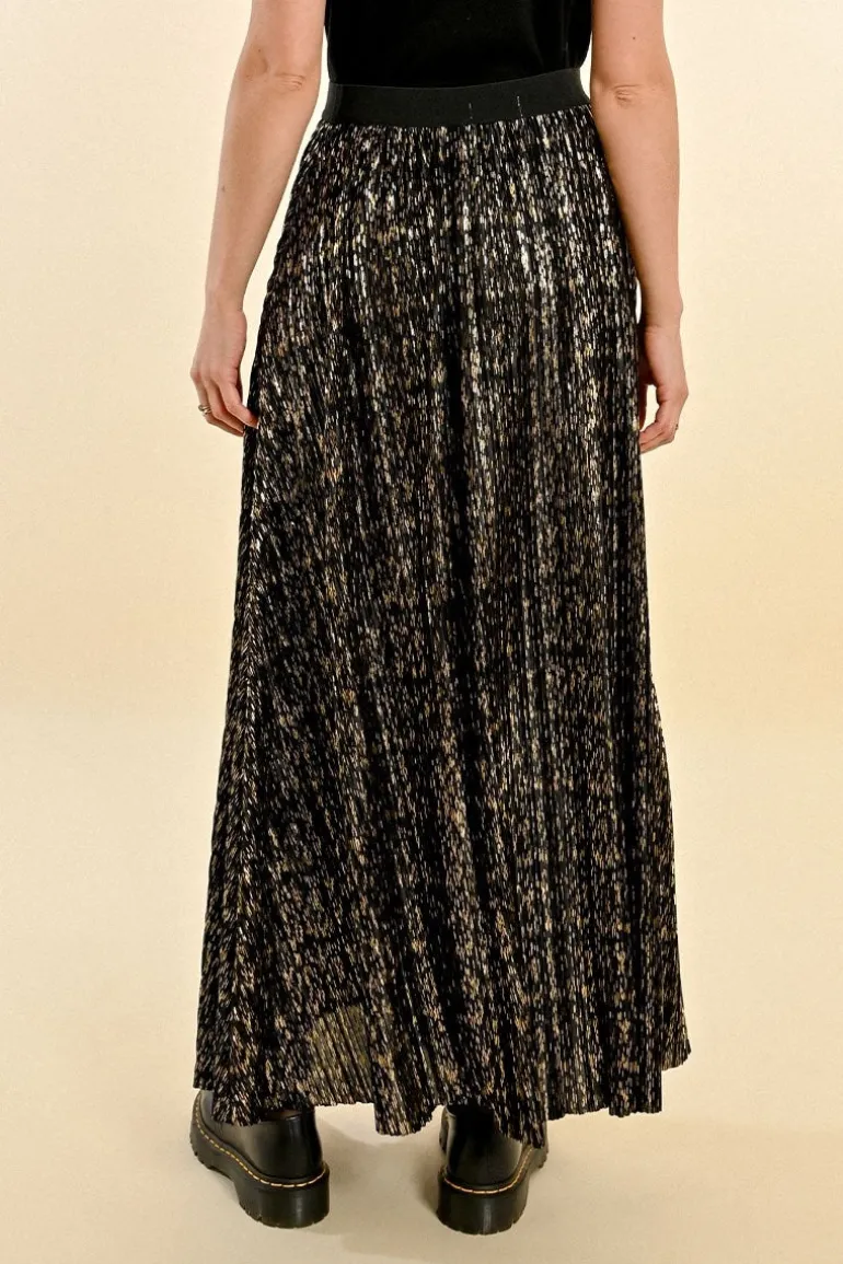 Molly Bracken Long Pleated Skirt Black/Gold