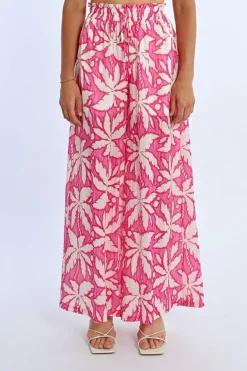 Molly Bracken Pants Pink Palms Print