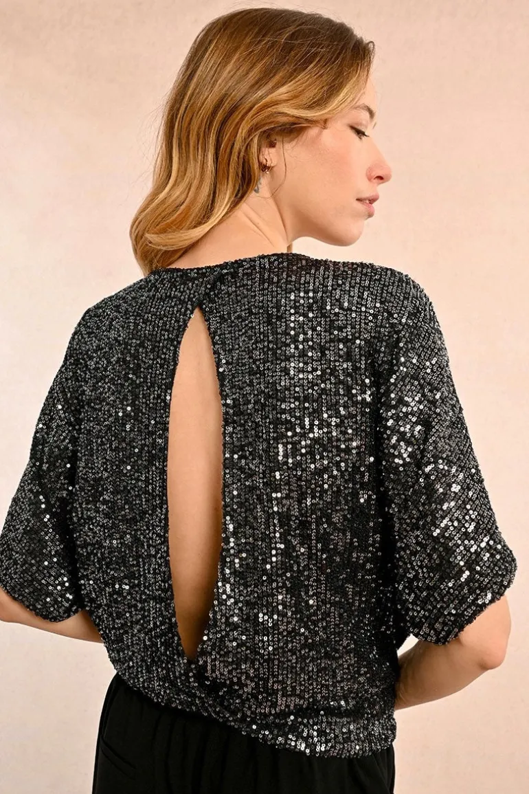 Molly Bracken Sequin Top Gun Metal