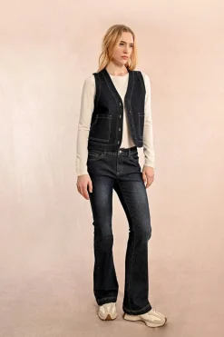 Molly Bracken Sleeveless Dark Denim Jacket