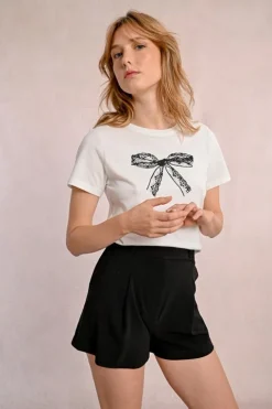 Molly Bracken Tee With Bow Detail Off-white