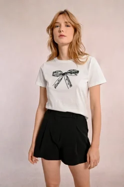 Molly Bracken Tee With Bow Detail Off-white
