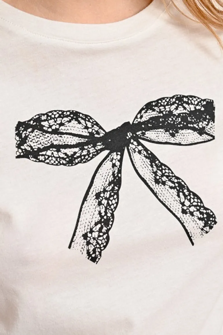 Molly Bracken Tee With Bow Detail Off-white