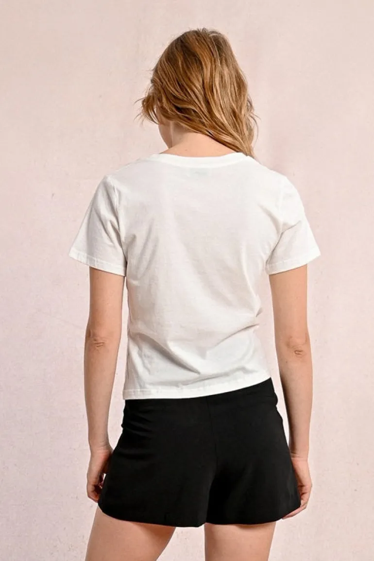 Molly Bracken Tee With Bow Detail Off-white