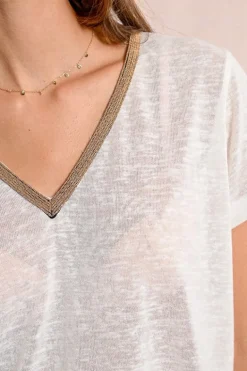 Molly Bracken V-Neck Tee Off-white