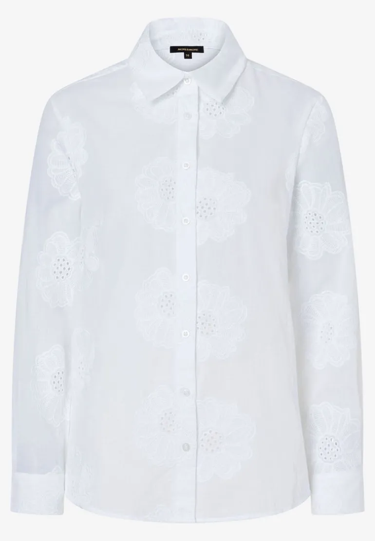 More & More Flower Embroidered Shirt White