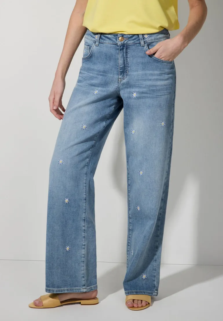 More & More Flower Embroidered Denim Jeans
