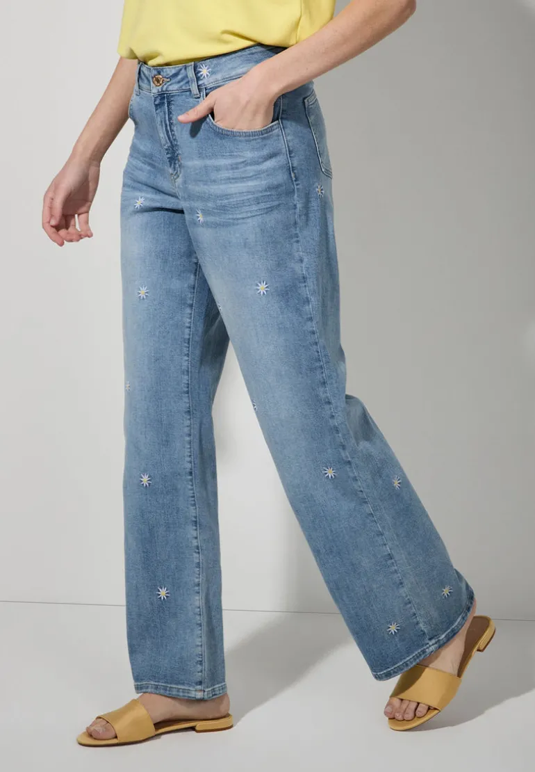 More & More Flower Embroidered Denim Jeans