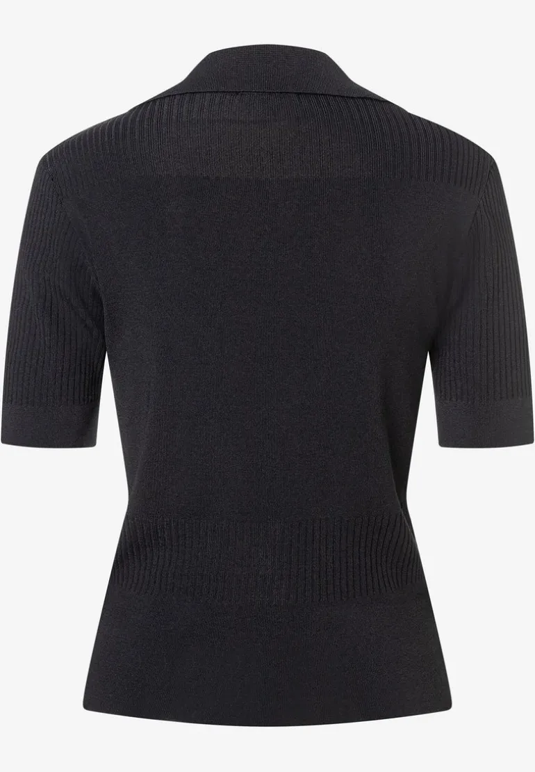 More & More Knit Top With Dec Buttons Black