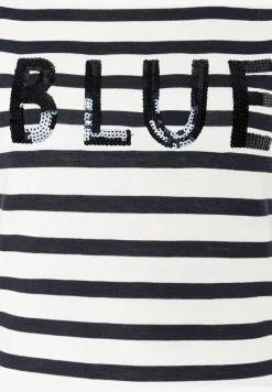 More & More Striped Tee With Sequin Lettering
