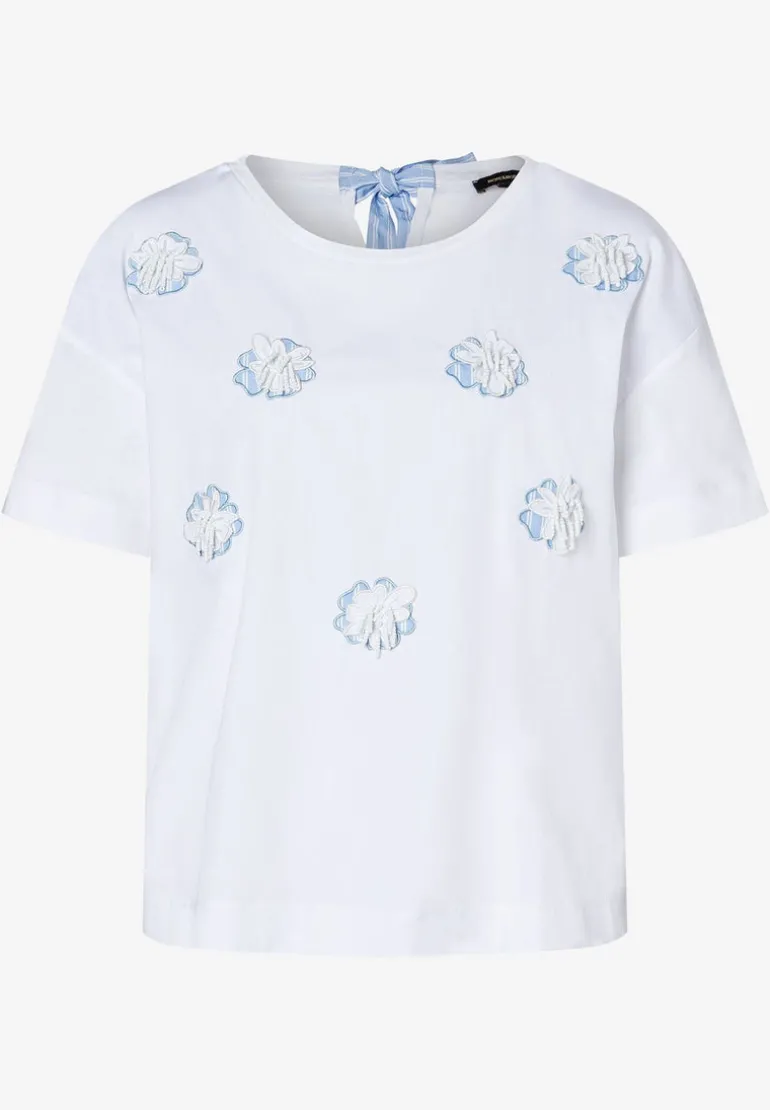 More & More T-Shirt With Flower Detail White