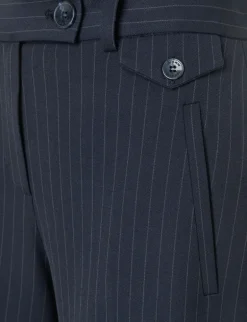 More & More Wide Leg Pinstripe Trousers Navy