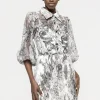 Nissa Floral Print Shirt Dress Black/White