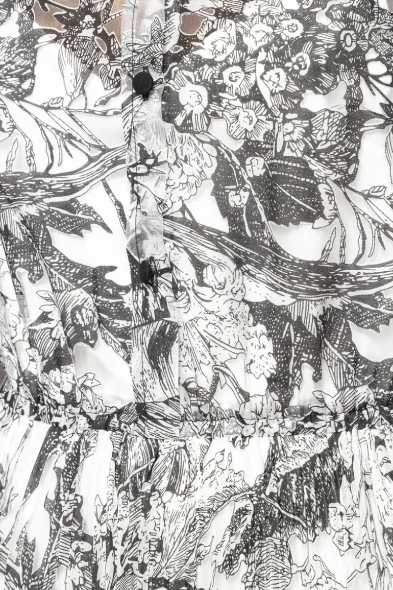 Nissa Floral Print Shirt Dress Black/White